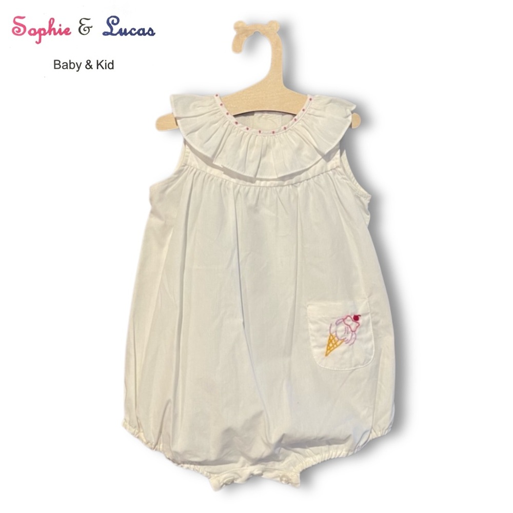 Sophie and Lucas Romper with Ice Cream Embroidery